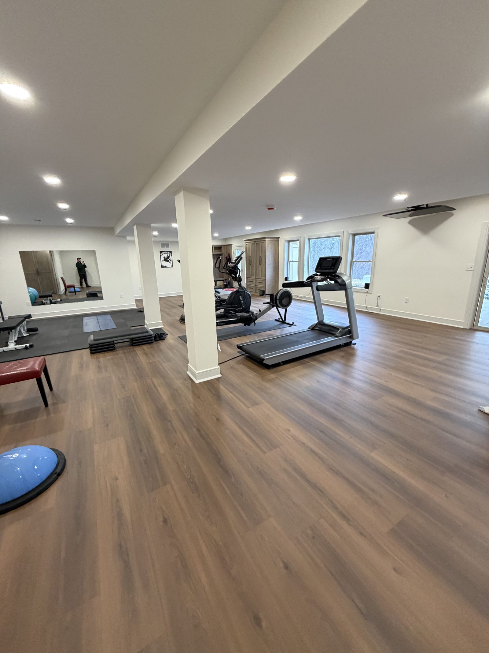 Finished basement home gym