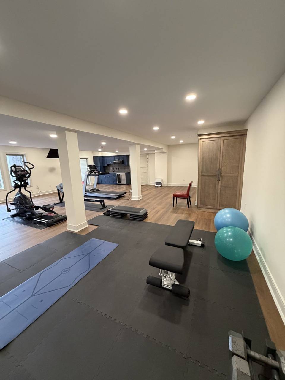 Finished basement home gym